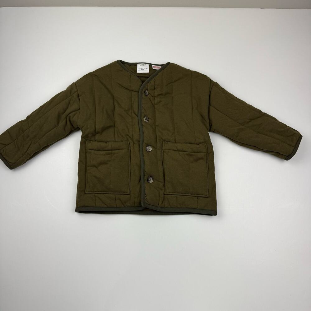 Zara Olive Green Quilted Jacket - Picture 5 of 5